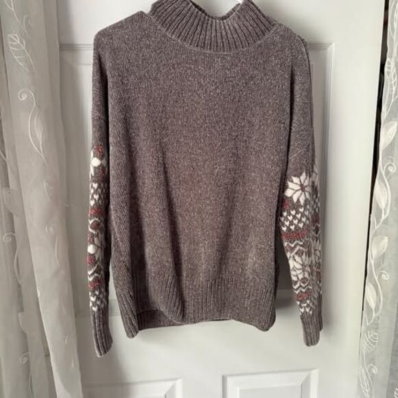 Christian Siriano Sweaters - NWOT Christian Siriano Fair Isle Sweater Socks Set Womens Size L Taupe Mock Neck